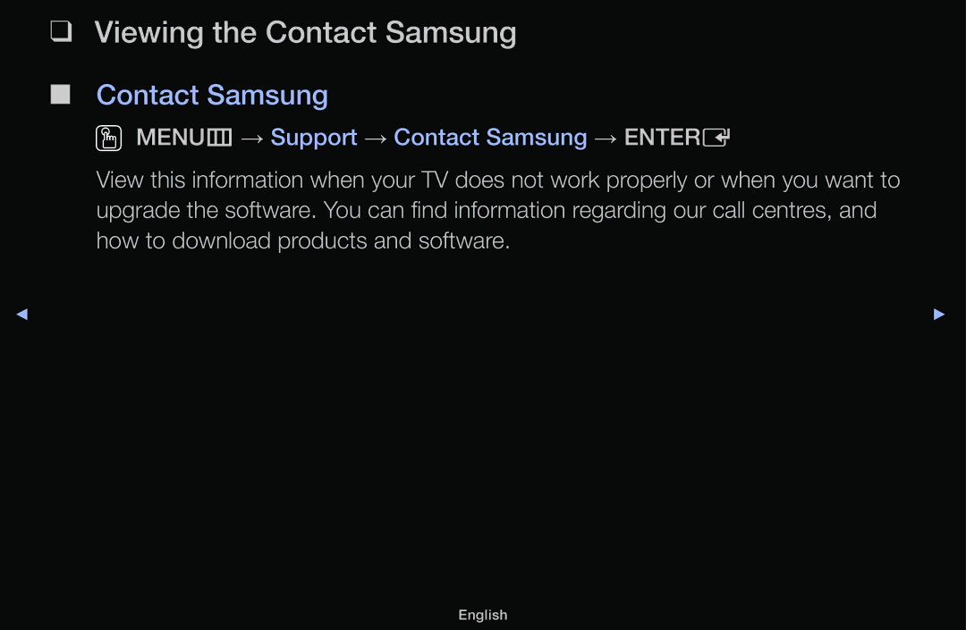 Samsung UA46F5000AMXXS manual Viewing the Contact Samsung 