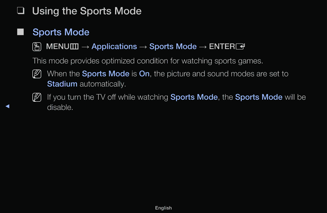 Samsung UA46F5000AMXXS manual Using the Sports Mode 