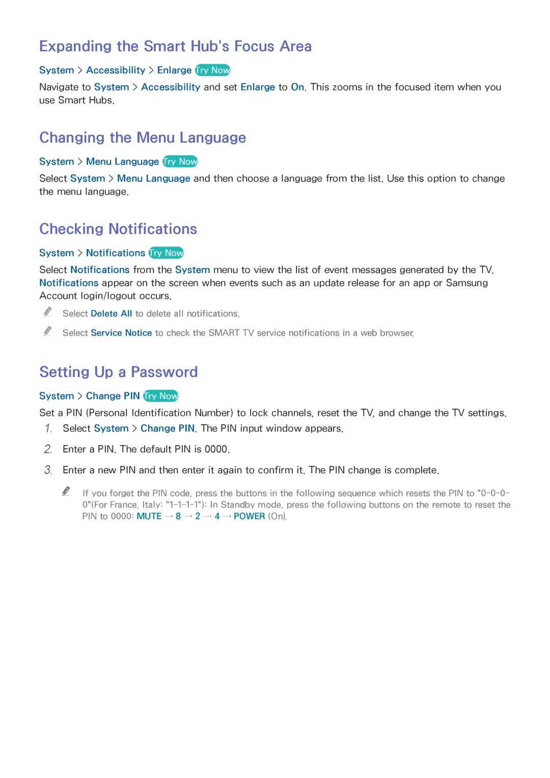 Samsung UA40H6203ARXUM manual Expanding the Smart Hubs Focus Area, Changing the Menu Language, Checking Notifications 