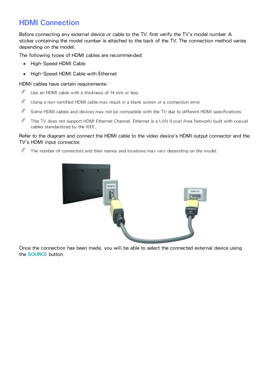 Samsung UA32H4303ARXMZ, UA46H6203ARXZN, UA46H5303ARXUM, UA40H5303ARXUM, UA32H4303ARXEG, UA48H4203ARXEG manual Hdmi Connection 