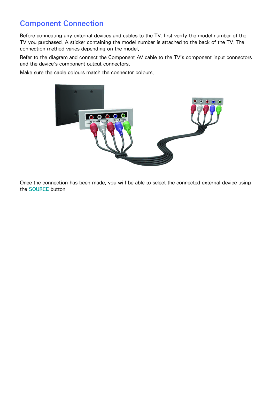 Samsung UA40H4203ARXEG, UA46H6203ARXZN, UA46H5303ARXUM, UA40H5303ARXUM, UA32H4303ARXEG, UA48H4203ARXEG Component Connection 