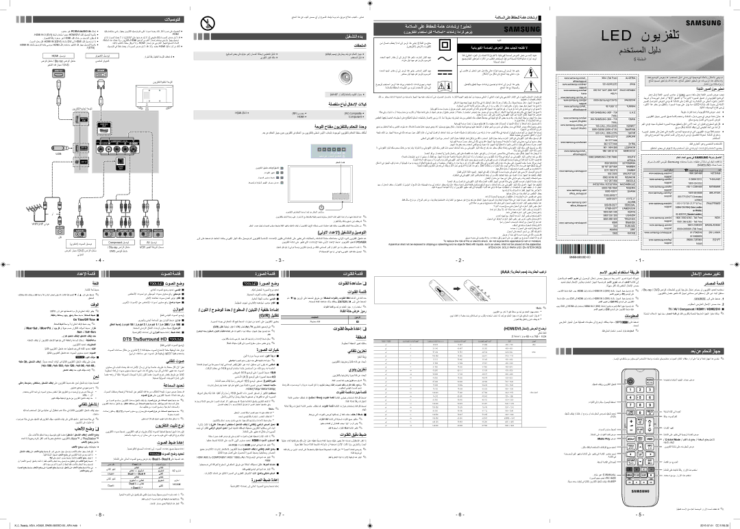 Samsung UA48K5000ARXUM manual تاقحلملا, ةحوللا حاتفم نويزفلتلاب مكحتلا ةدحو, يلولأا دادعلإا ليغشتلاو ليصوتلا, ةغللا, تقولا 