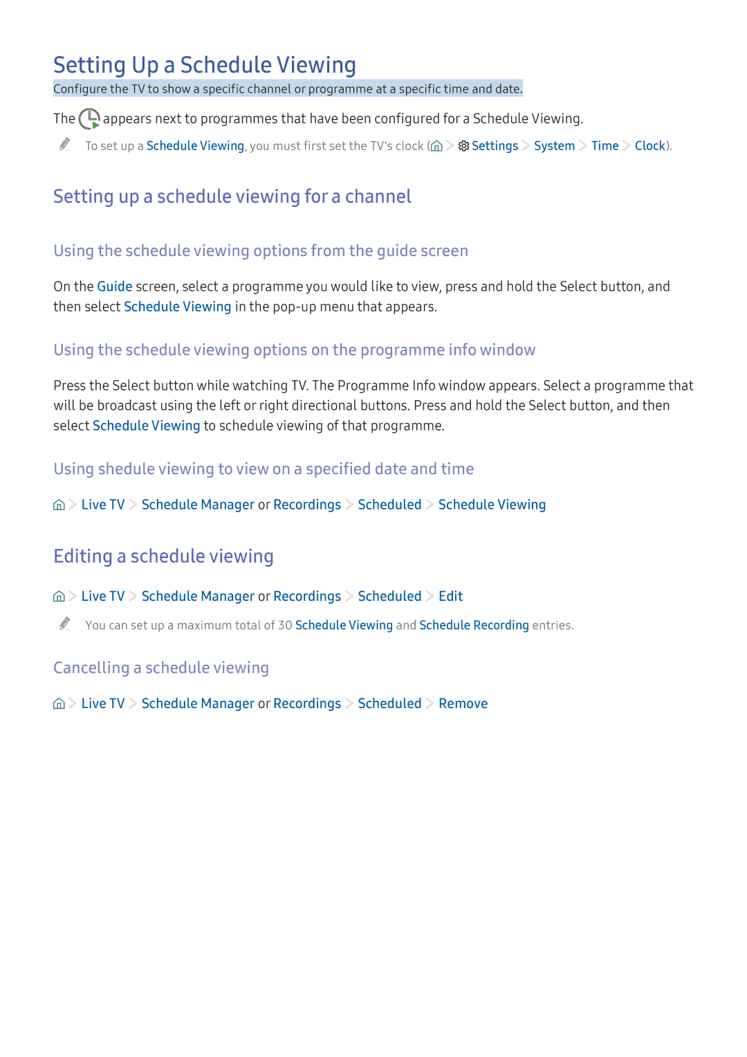 Samsung UA49K5500AKXXV, UA49K6500AKXSK manual Setting Up a Schedule Viewing, Setting up a schedule viewing for a channel 