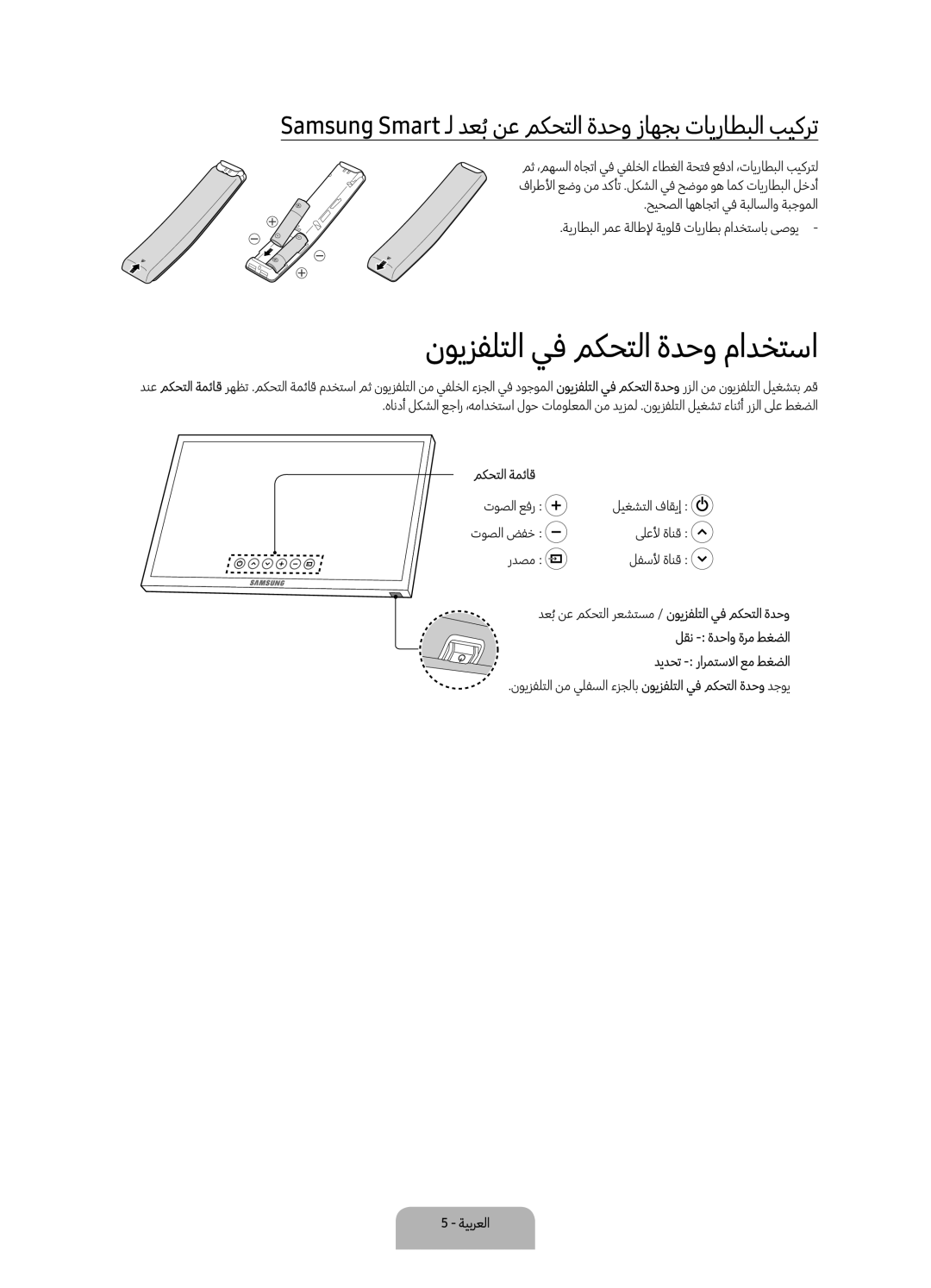 Samsung UA55K6500ARXUM manual نويزفلتلا يف مكحتلا ةدحو مادختسا, Samsung Smart ـل دعبُنع مكحتلا ةدحو زاهجب تايراطبلا بيكرت 