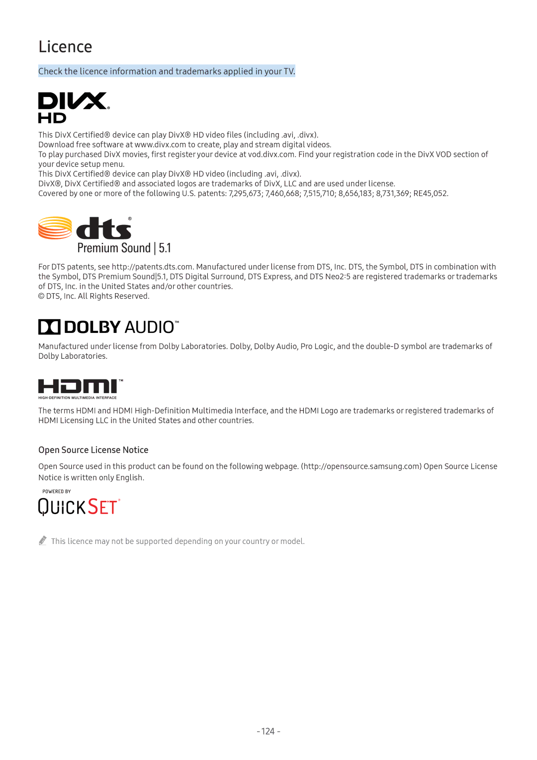 Samsung UA55M5503AKXXV, UA49M6300AKXXV, UA55M5520AKXXV, UA43M5523AKXXV, UA55M6300AKXXV, UA43M5500AKXXV, UA49M6303AKXXV Licence 