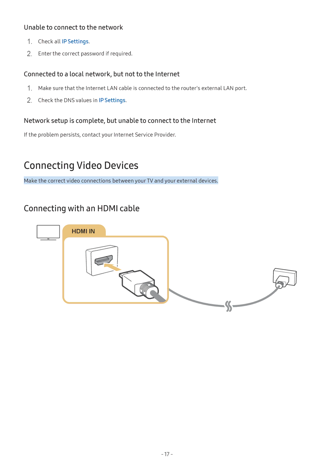 Samsung UA55M5500AKXXV, UA49M6300AKXXV, UA55M5520AKXXV manual Connecting Video Devices, Connecting with an Hdmi cable 