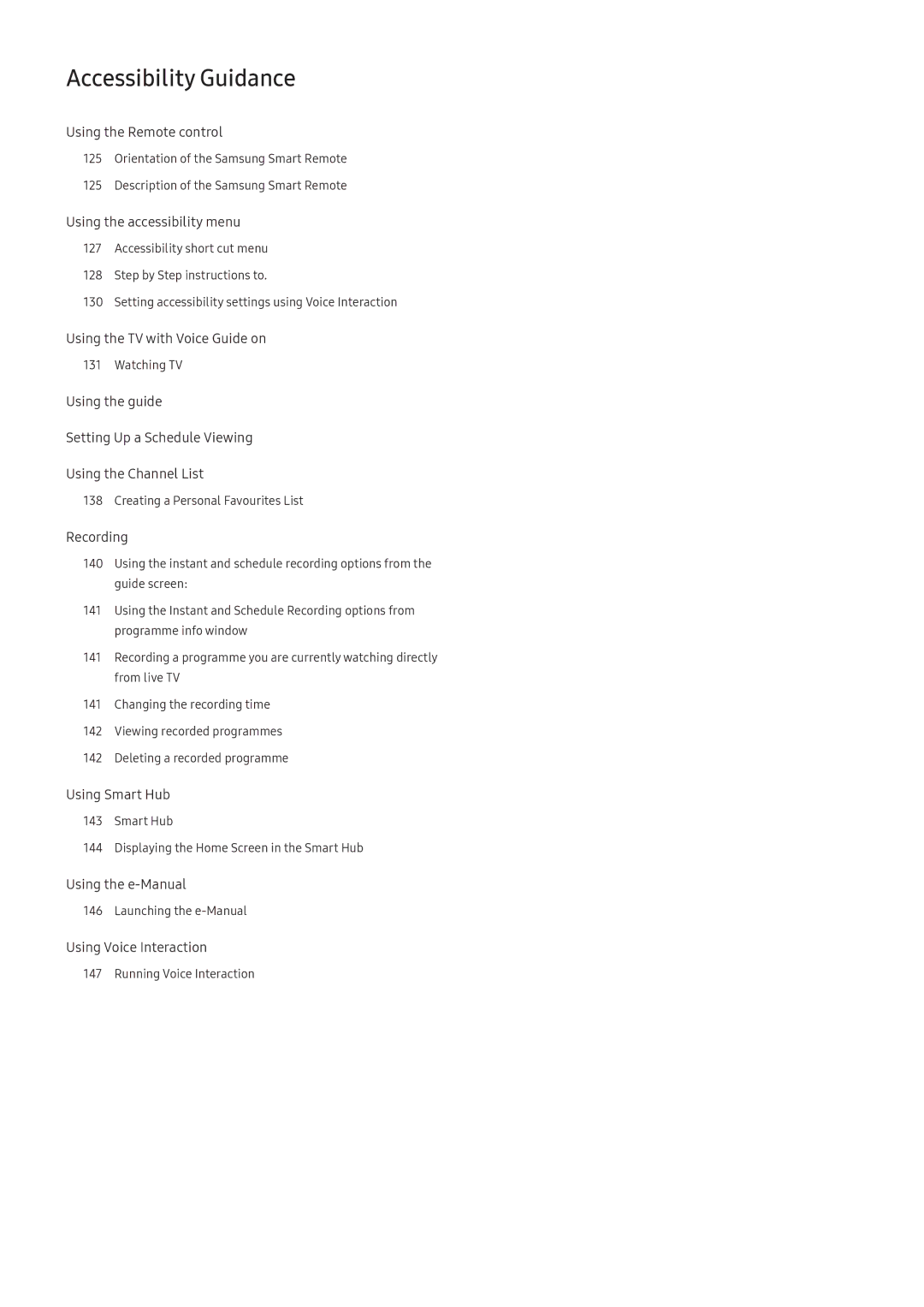 Samsung UA55M5500AKXXV, UA49M6300AKXXV, UA55M5520AKXXV, UA43M5523AKXXV Accessibility Guidance, Using the accessibility menu 