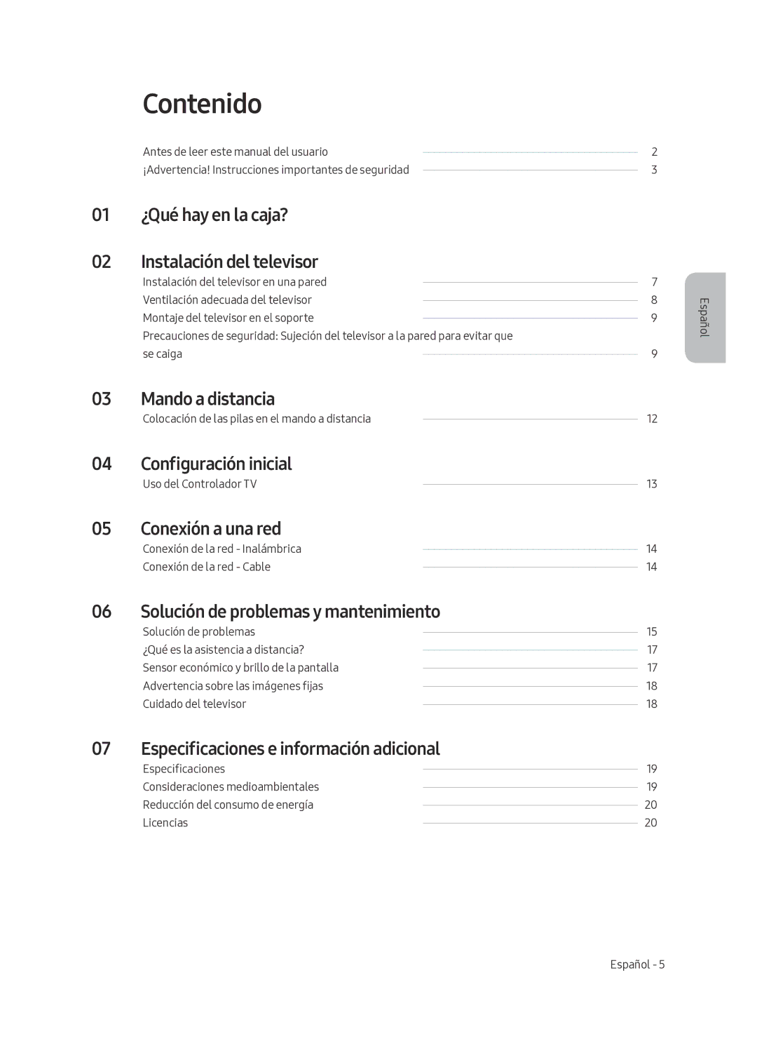 Samsung UA49MU7350WXMV manual Contenido 