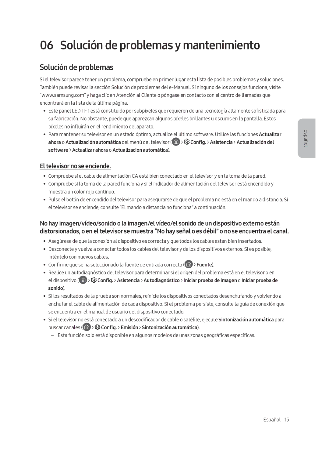 Samsung UA49MU7350WXMV manual Solución de problemas y mantenimiento, El televisor no se enciende 