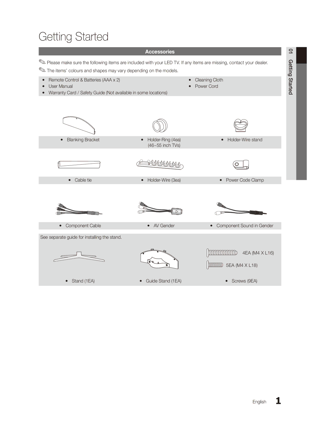 Samsung UA55C6900VMXXV, UA32C6900VMXXV, UA40C6900VMXXV, UA46C6900VMXXV manual Accessories 