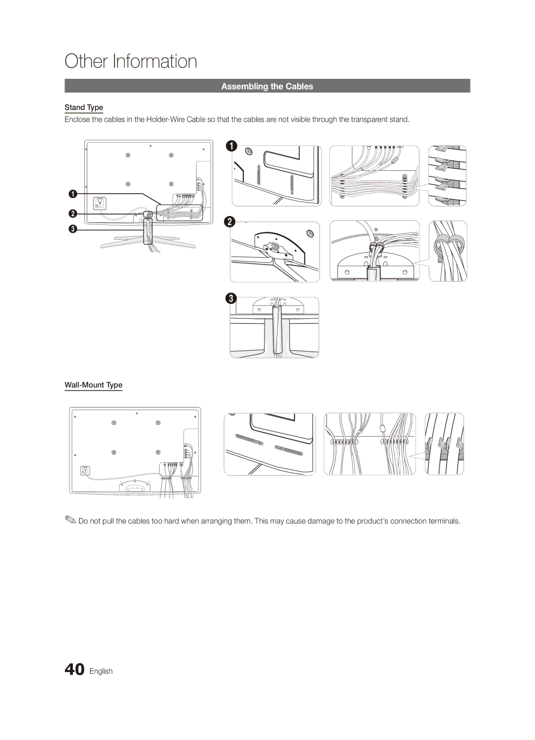 Samsung UA46C6900VMXXV, UA55C6900VMXXV, UA32C6900VMXXV, UA40C6900VMXXV manual Other Information, Assembling the Cables 