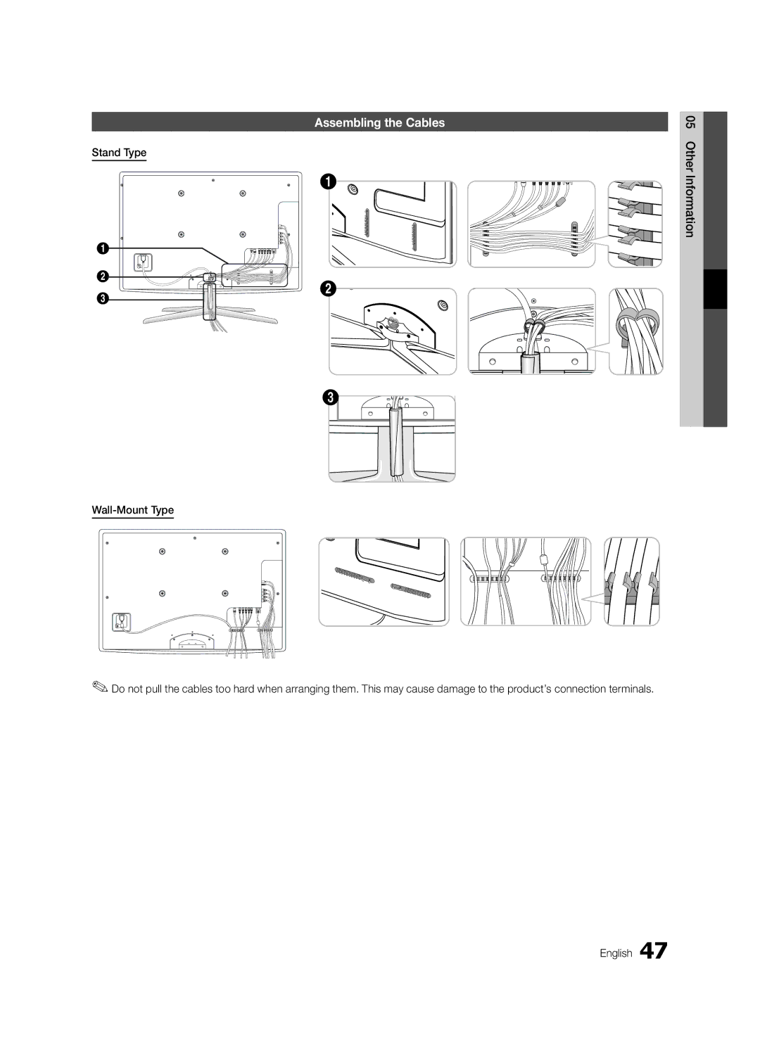 Samsung UA46C6900VMXXV, UA55C6900VMXXV, UA32C6900VMXXV, UA60C6900VMXXV manual Assembling the Cables 