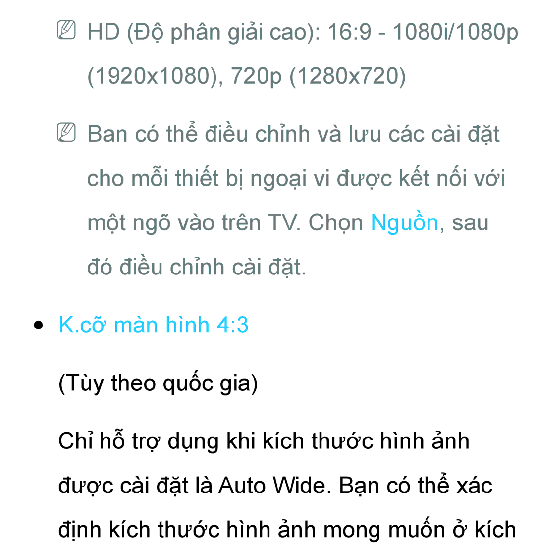 Samsung UA55ES8000RXXV, UA46ES8000RXXV, UA55ES7500RXXV, UA75ES9000RXXV, UA46ES7500RXXV manual Cỡ̃ màn hinh 43 Tuy theo quôc gia 