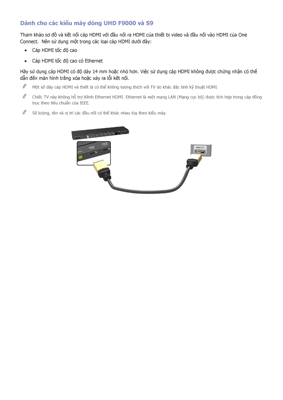 Samsung UA85S9ARXXV, UA55F7500BRXXV, UA40F7500BRXXV, UA46F7500BRXXV manual Dành cho các kiểu máy dòng UHD F9000 và S9 