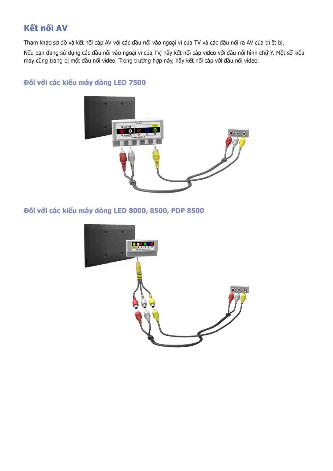 Samsung UA55F7500BRXXV, UA40F7500BRXXV, UA46F7500BRXXV, UA65F8000ARXXV, UA55F8000ARXXV, UA85S9ARXXV, UA65F9000ARXXV Kết nối AV 