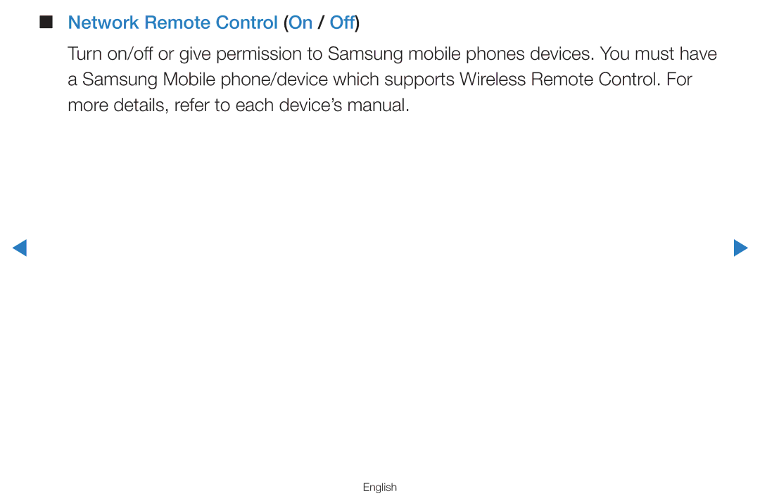 Samsung UA65H8000ARXMM, UA55H8000ARXSK, UA65H8000ARXSK, UA46D7000LRSXA, UA46D7000LRXZN manual Network Remote Control On / Off 