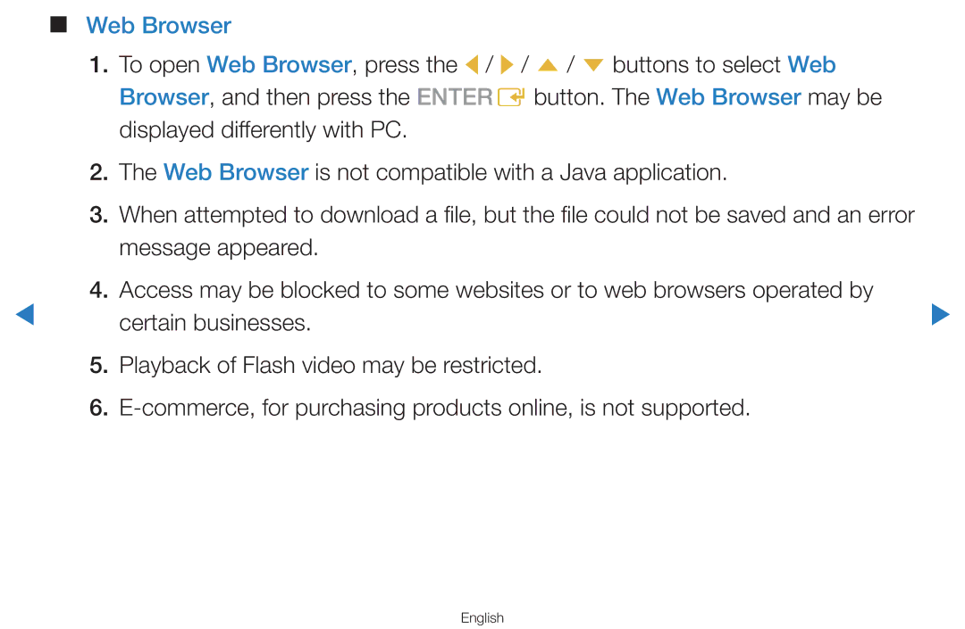 Samsung UA55D8000YNXTW, UA55H8000ARXSK, UA65H8000ARXSK, UA46D7000LRSXA, UA46D7000LRXZN, UA46D8000YNXUM manual Web Browser 