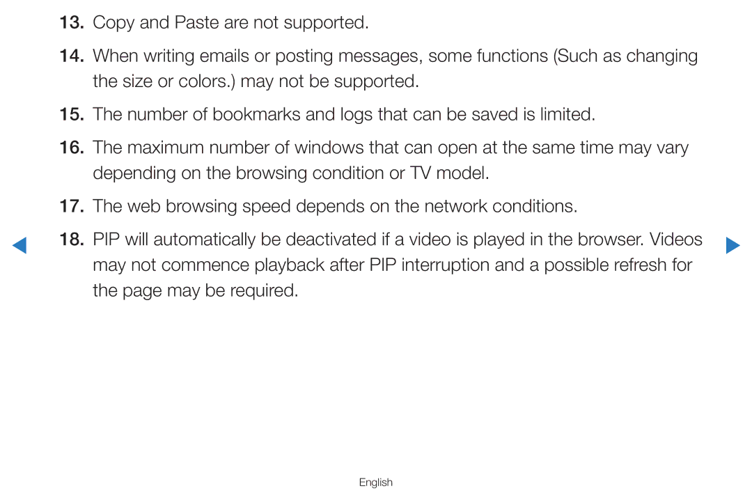 Samsung UA55D8000YNXRQ, UA55H8000ARXSK, UA65H8000ARXSK, UA46D7000LRSXA, UA46D7000LRXZN manual Copy and Paste are not supported 