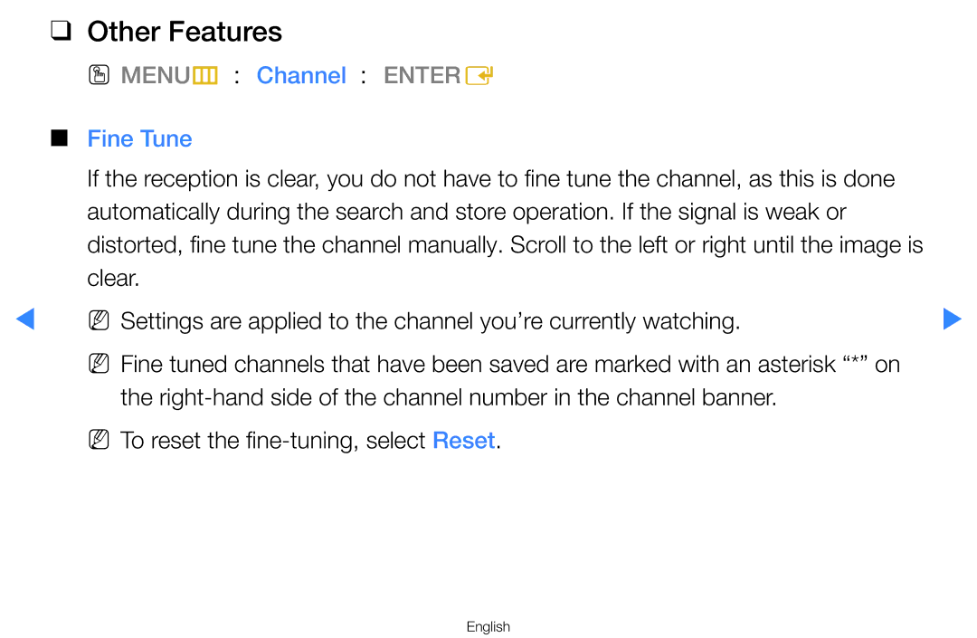 Samsung UA65D8000XNXUM, UA55H8000ARXSK, UA65H8000ARXSK, UA46D7000LRSXA, UA46D7000LRXZN manual Other Features, Fine Tune 