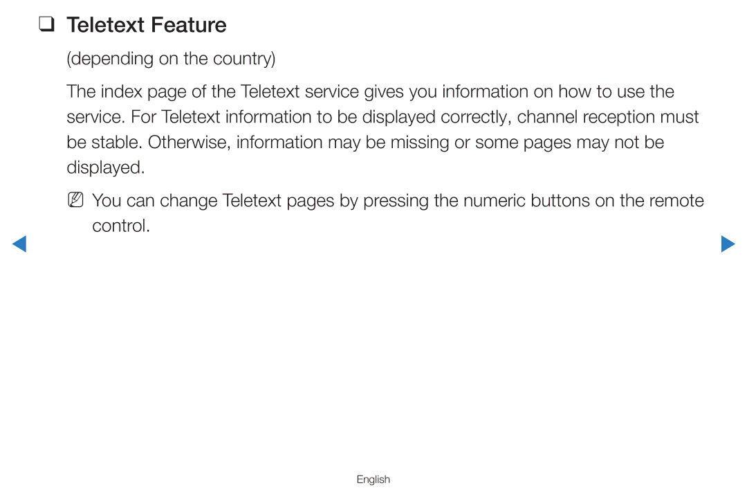 Samsung UA55D8000YNXRQ, UA55H8000ARXSK, UA65H8000ARXSK, UA46D7000LRSXA, UA46D7000LRXZN manual Teletext Feature, Control 