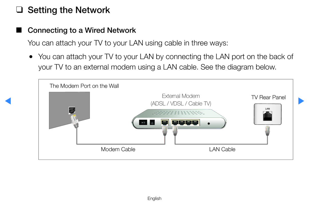 Samsung UA65D8000XNXZN, UA55H8000ARXSK, UA65H8000ARXSK, UA46D7000LRSXA, UA46D7000LRXZN, UA46D8000YNXUM Setting the Network 