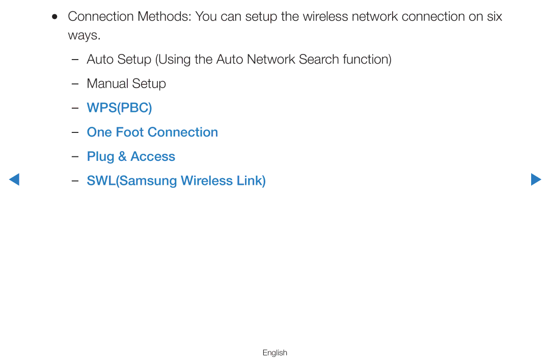 Samsung UA55D8000YRXCS, UA55H8000ARXSK, UA65H8000ARXSK Wpspbc, One Foot Connection Plug & Access SWLSamsung Wireless Link 