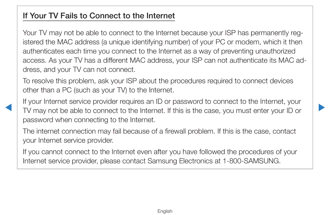 Samsung UA55D8000YNXRQ, UA55H8000ARXSK, UA65H8000ARXSK, UA46D7000LRSXA manual If Your TV Fails to Connect to the Internet 