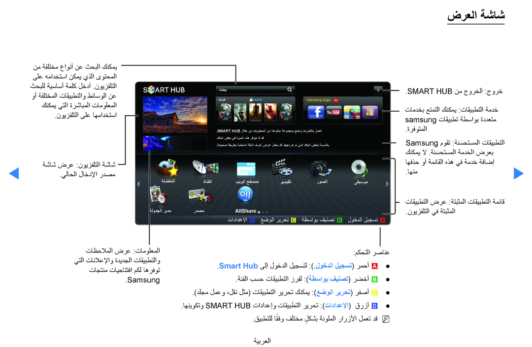 Samsung UA55D8000YRXSJ, UA55H8000ARXSK, UA65H8000ARXSK, UA46D7000LRSXA, UA46D7000LRXZN, UA46D8000YNXUM manual ضرعلا ةشاش 