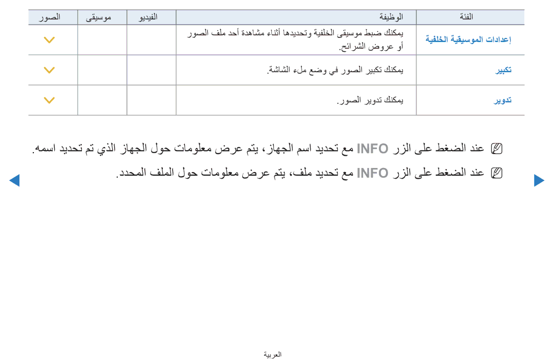 Samsung UA55H8000ARXTW, UA55H8000ARXSK, UA65H8000ARXSK, UA46D7000LRSXA, UA46D7000LRXZN manual ةيفلخلا ةيقيسوملا تادادعإ 