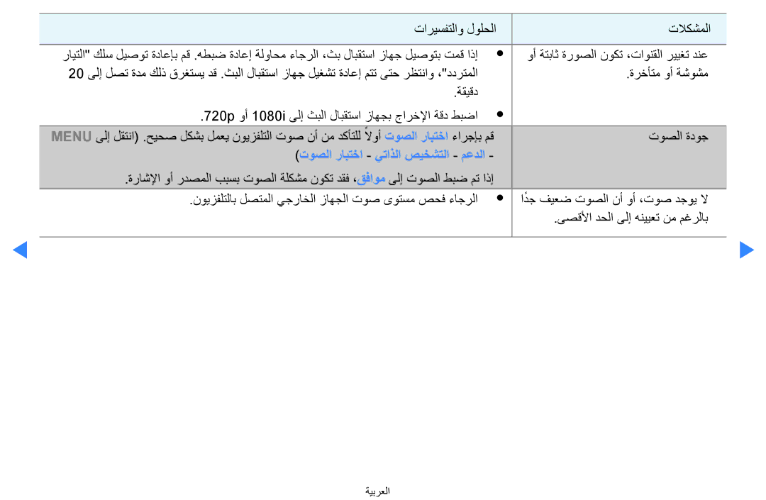 Samsung UA46D7000LRXTW, UA55H8000ARXSK, UA65H8000ARXSK, UA46D7000LRSXA, UA46D7000LRXZN manual توصلا رابتخا يتاذلا صيخشتلا معدلا 