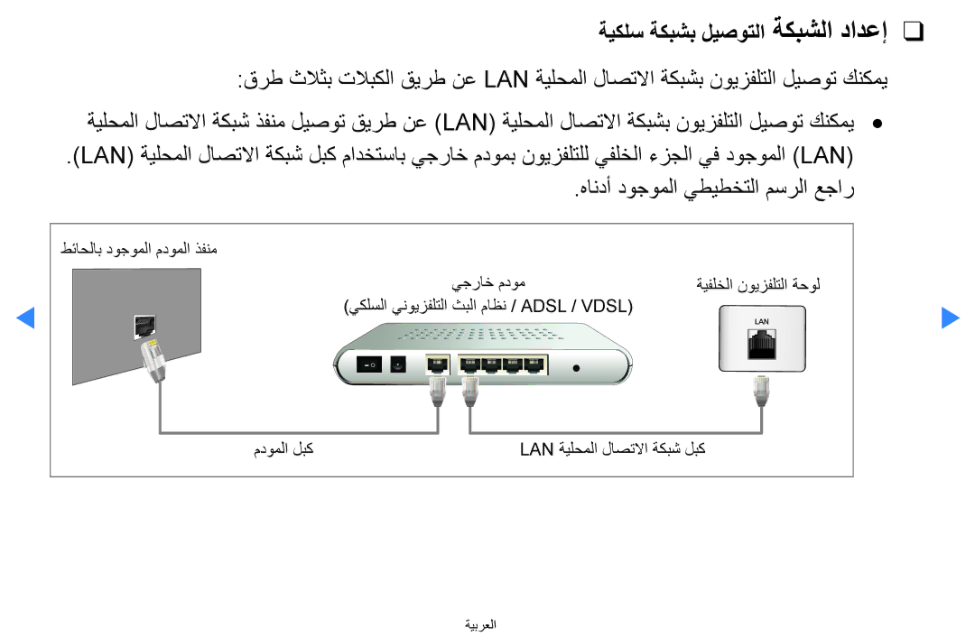 Samsung UA65D8000XNXZN, UA55H8000ARXSK, UA65H8000ARXSK, UA46D7000LRSXA, UA46D7000LRXZN manual ةيكلس ةكبشب ليصوتلا ةكبشلا دادعإ 