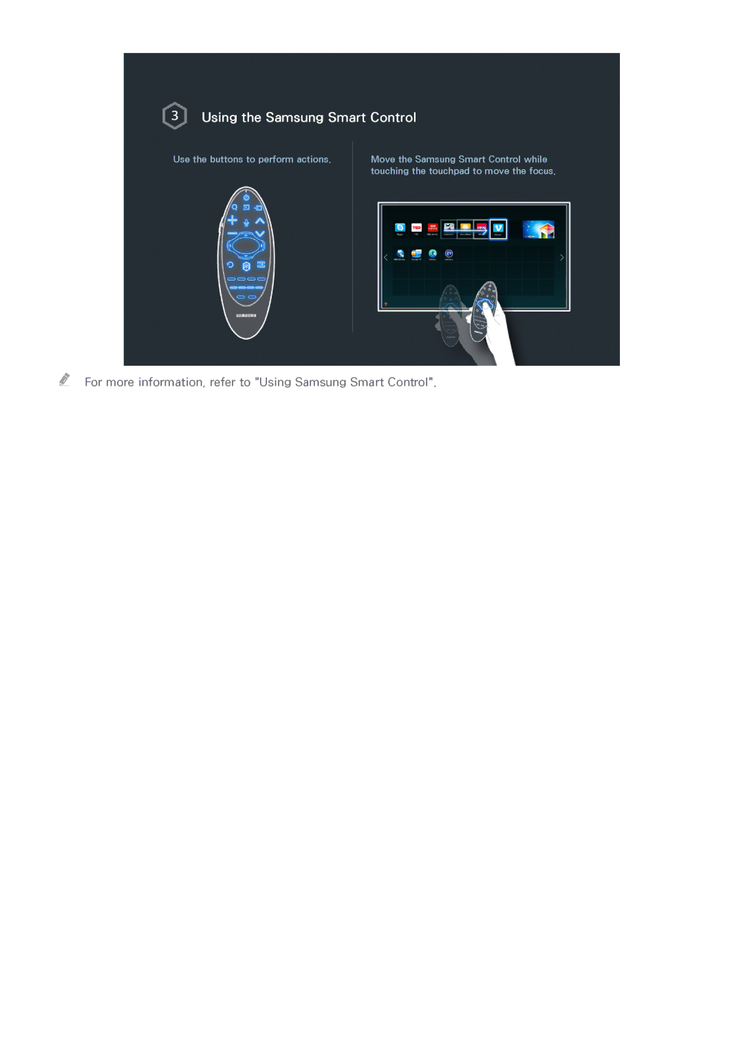 Samsung UA55HU7200WXSQ, UA55HU7200KXXV, UA55HU7000KXXV, UA65HU8500KXXV, UA50HU7000KXXV manual Using the Samsung Smart Control 