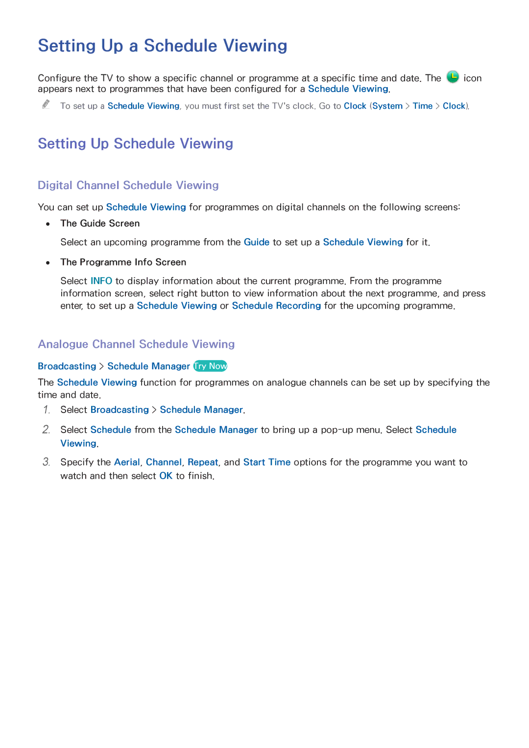 Samsung UA65HU7200KXXV manual Setting Up a Schedule Viewing, Setting Up Schedule Viewing, Digital Channel Schedule Viewing 