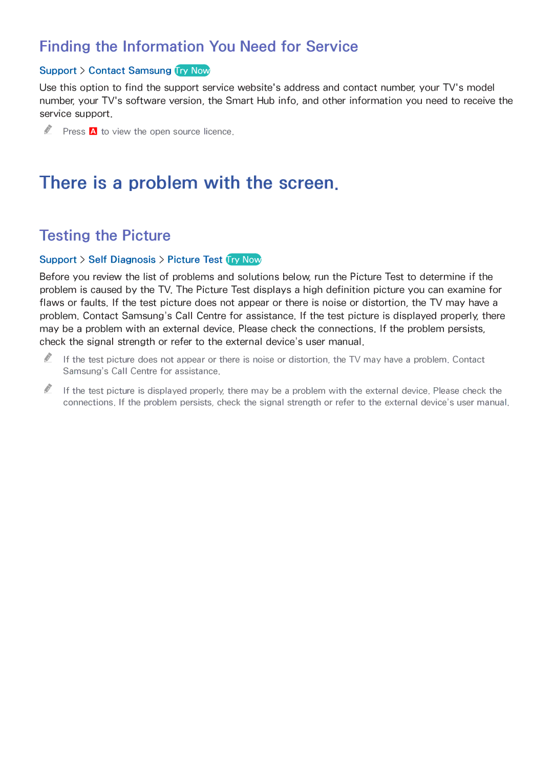 Samsung UA50HU7000KXXV, UA55HU7200KXXV There is a problem with the screen, Finding the Information You Need for Service 
