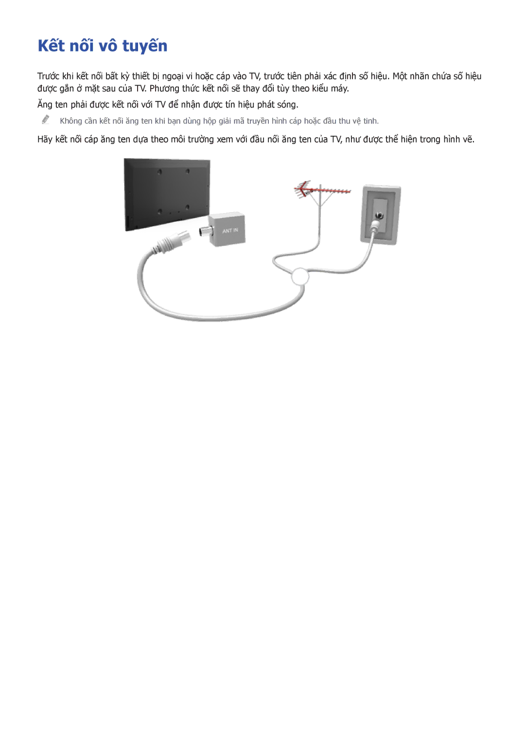 Samsung UA48HU8500KXXV, UA55HU7200KXXV, UA55HU7000KXXV, UA65HU8500KXXV, UA50HU7000KXXV, UA55HU8500KXXV manual Kết nối vô tuyến 