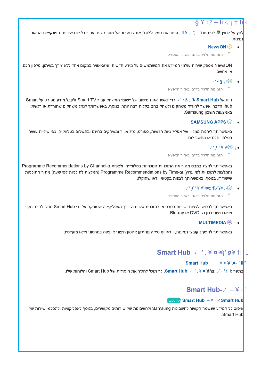 Samsung UA65HU9000WXSQ, UA55HU9000WXSQ, UA78HU9000WXSQ manual Smart Hub לאירוטויט-ב שומיש, Smart Hub-ה סופיא 