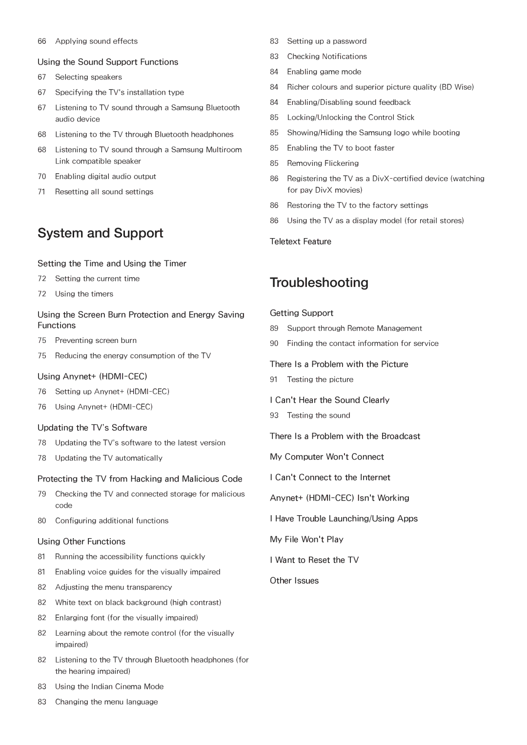 Samsung UA48J6300ARXUM, UA55J6300ARXSK, UA40J5500ARXSK, UA48J6300ARXSK, UA60J6200ARXUM, UA40J6300ARXUM manual System and Support 