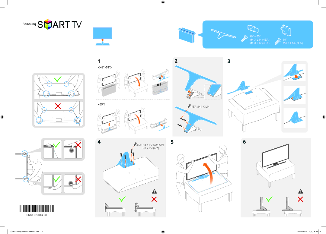 Samsung UA65JS8000KXXV, UA55JS8000KXXV, UA65JS8000KXSQ manual 48~55, 48 ~ M4 X L14 4EA M4 X L12 4EA M4 X L14 8EA 