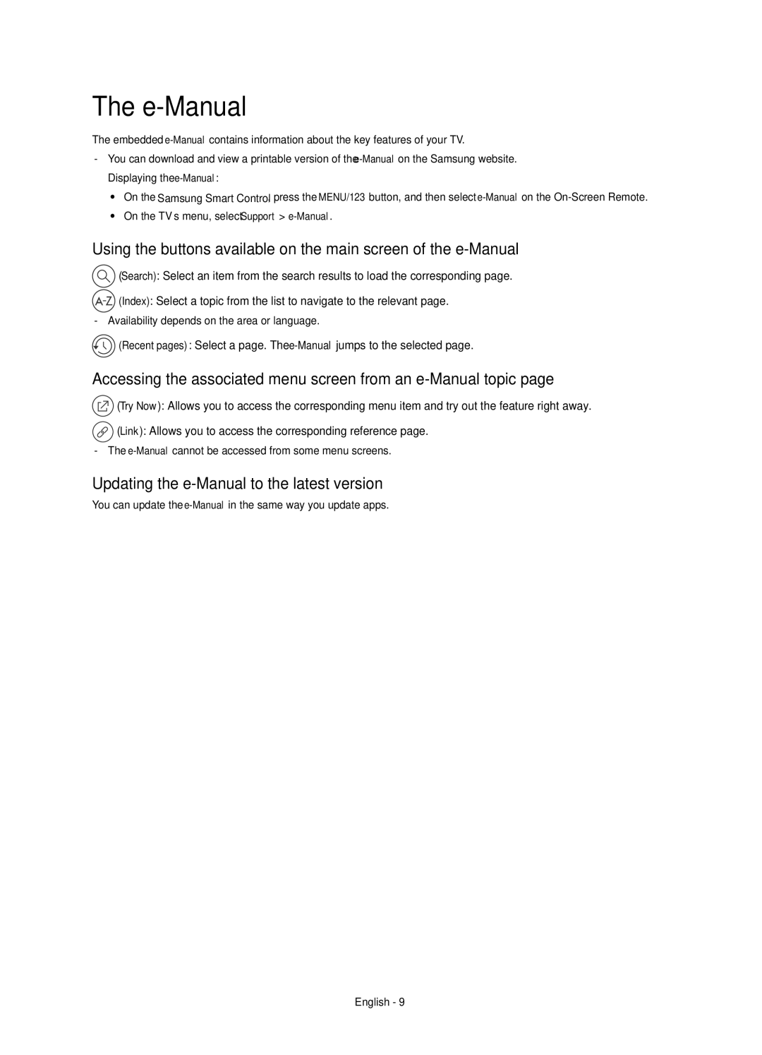 Samsung UA65JS8000KXXV, UA55JS8000KXXV manual E-Manual, Accessing the associated menu screen from an e-Manual topic 