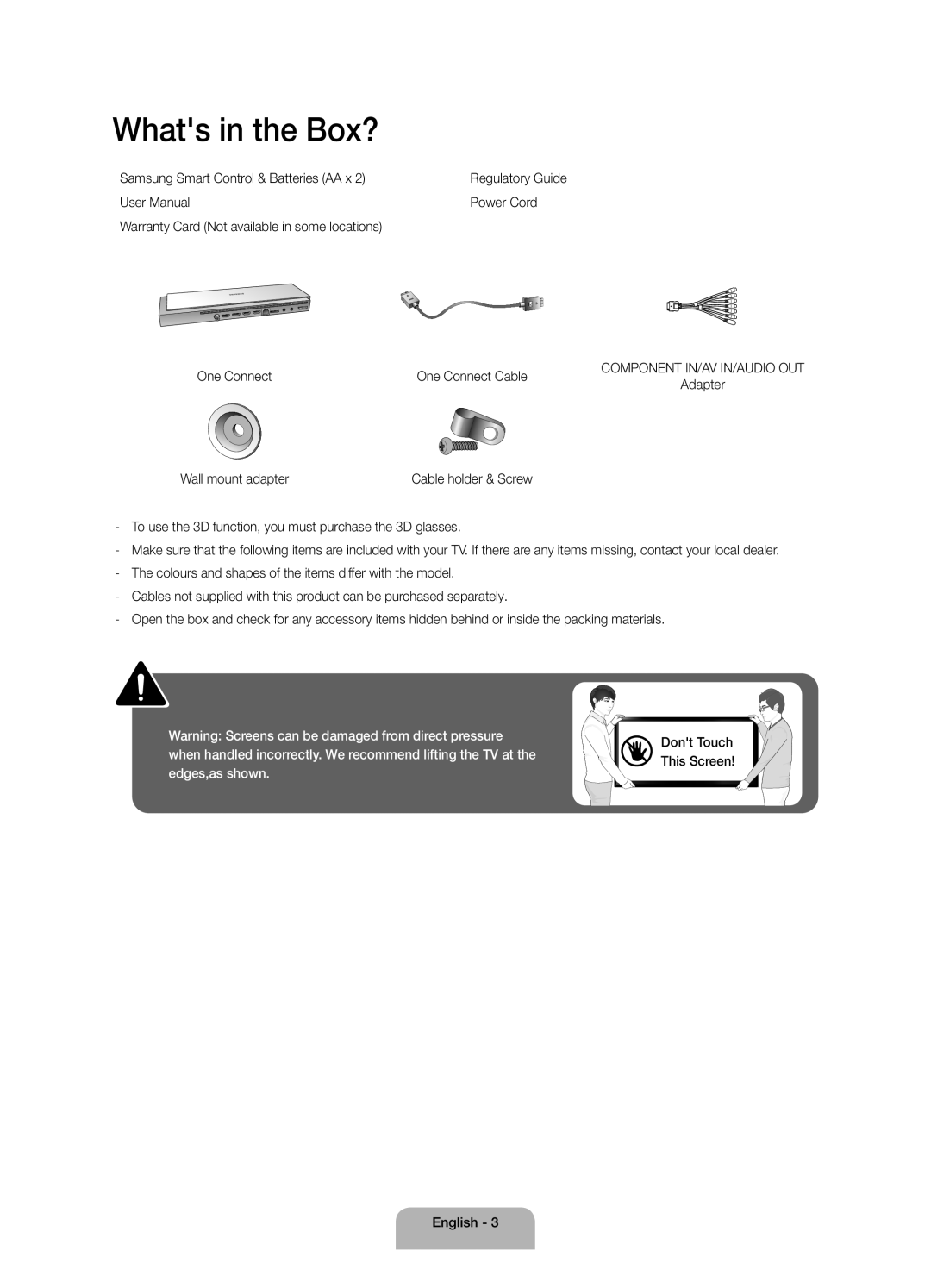 Samsung UA65JS9000RXUM, UA55JS9000RXUM manual Whats in the Box? 