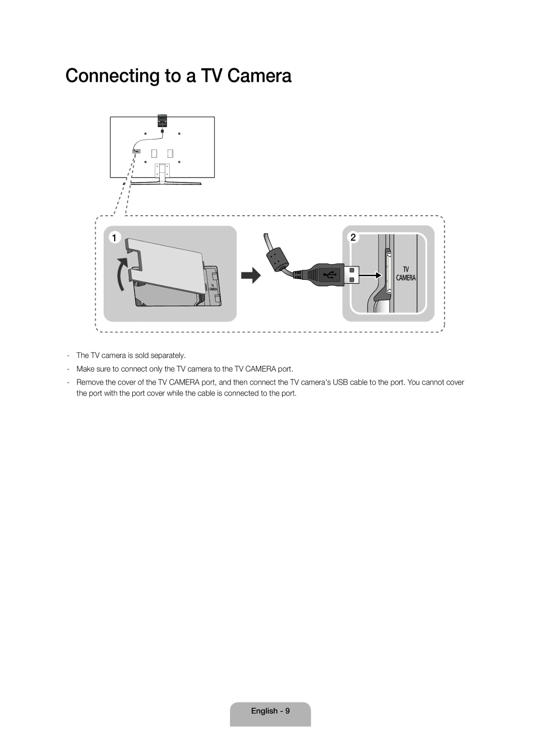 Samsung UA65JS9000RXUM, UA55JS9000RXUM manual Connecting to a TV Camera 