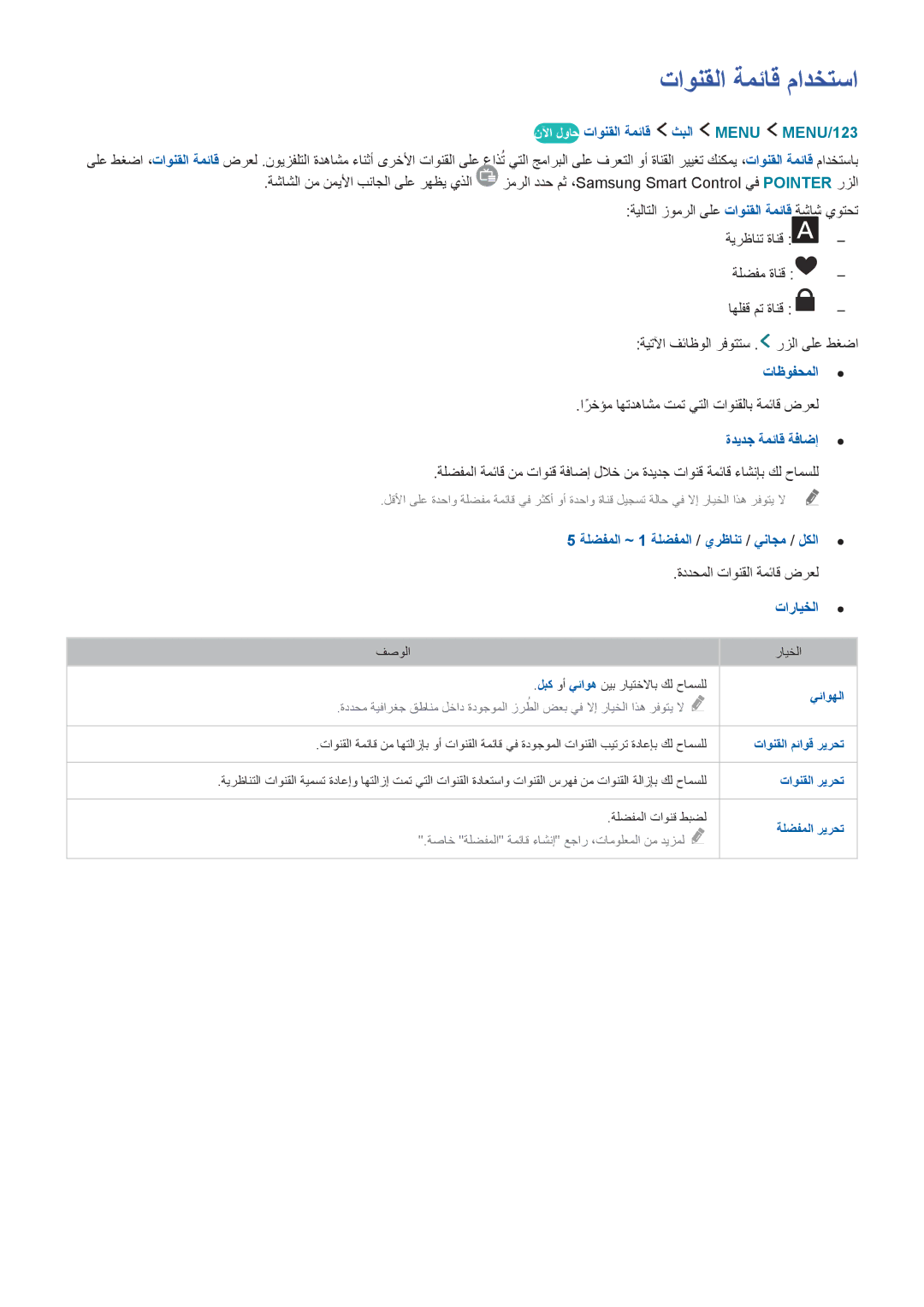 Samsung UA55JS9000RXUM تاونقلا ةمئاق مادختسا, نلآا لواح تاونقلا ةمئاق ثبلا Menu MENU/123‏, تاظوفحملا, ةديدج ةمئاق ةفاضإ 