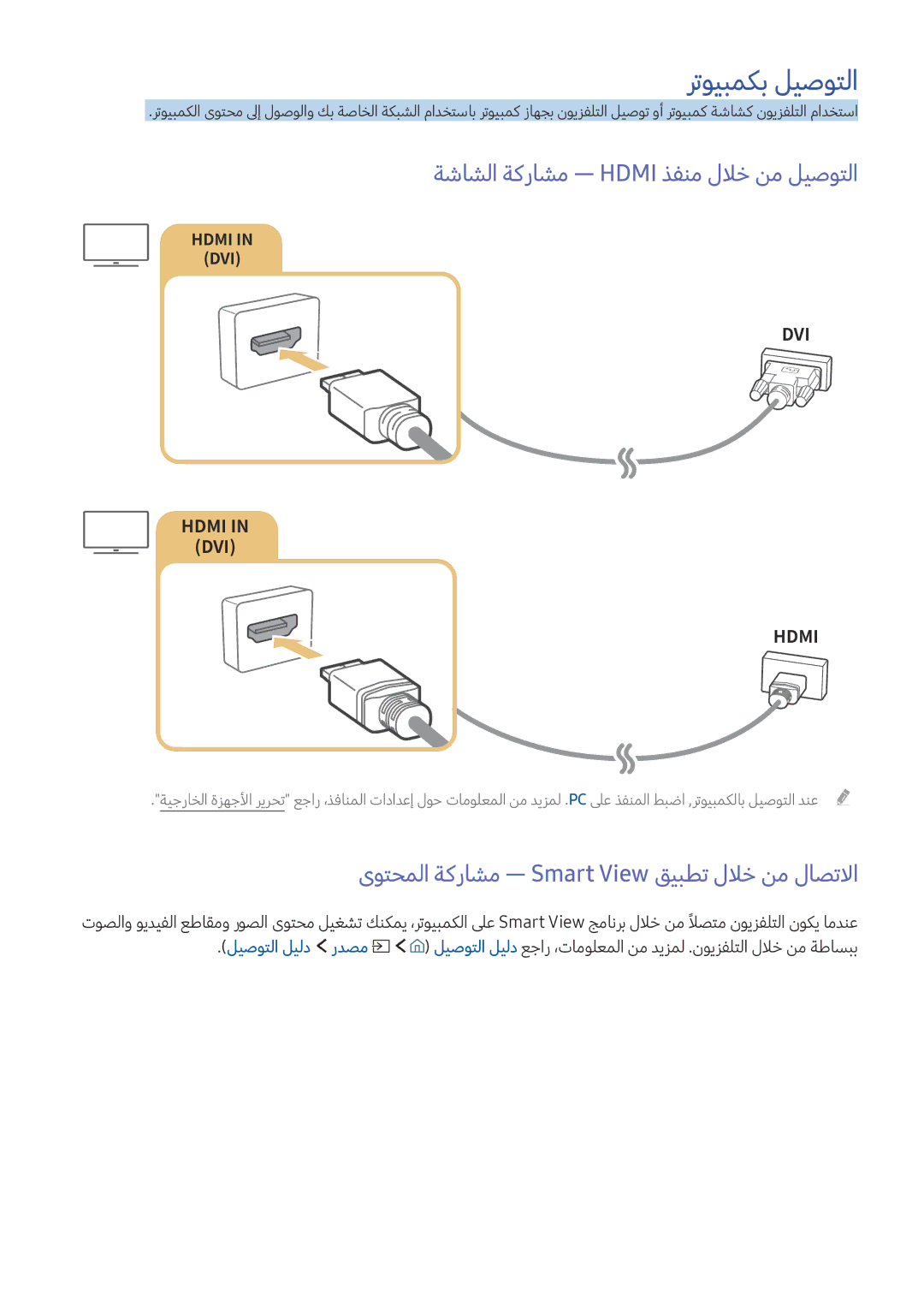 Samsung UA55K6000AKXZN manual رتويبمكب ليصوتلا, ةشاشلا ةكراشم ― Hdmi ذفنم للاخ نم ليصوتلا 