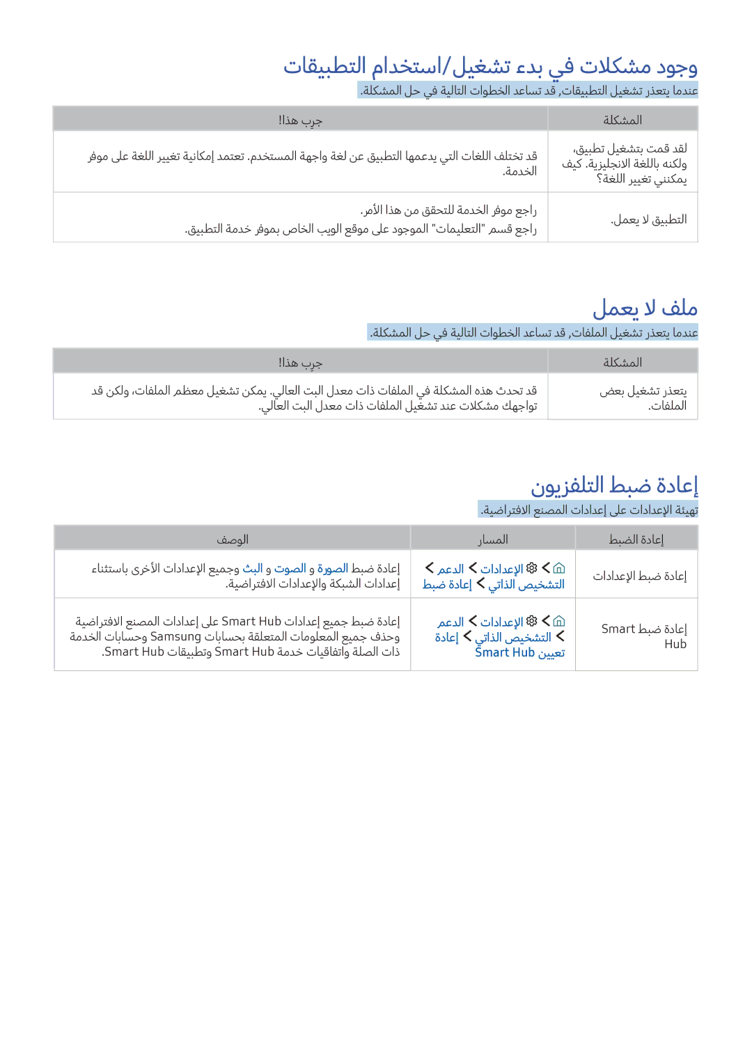 Samsung UA55K6000AKXZN manual تاقيبطتلا مادختسا/ليغشت ءدب يف تلاكشم دوجو, لمعي لا فلم, نويزفلتلا طبض ةداعإ 