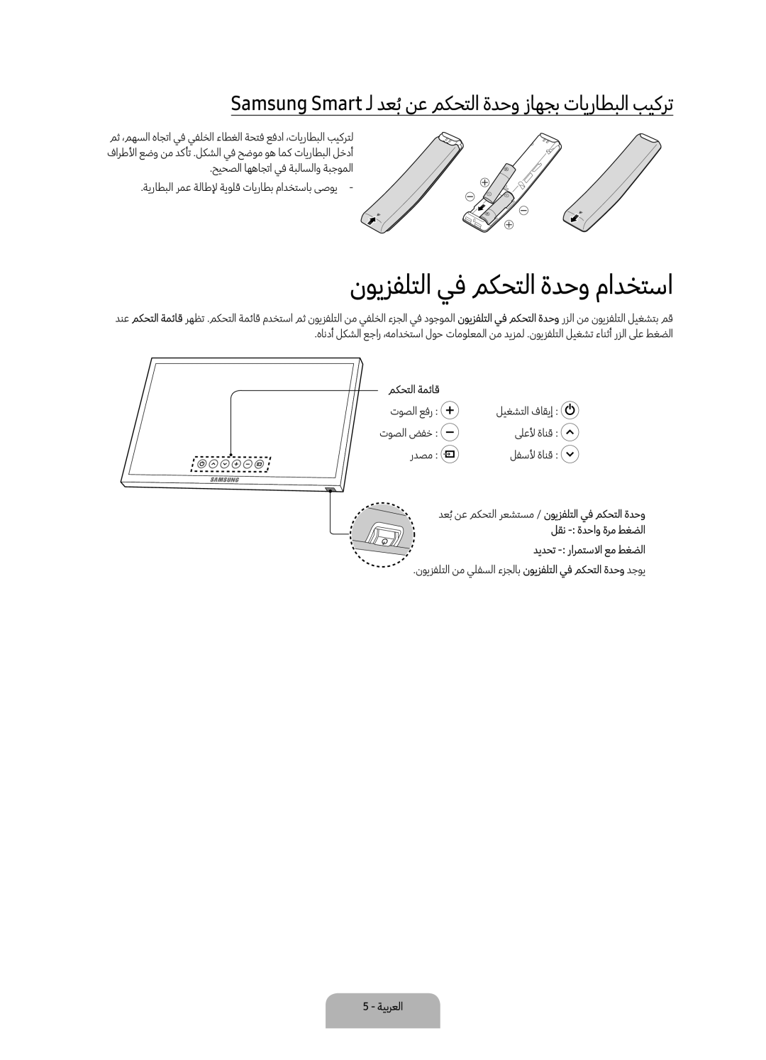 Samsung UA55K6000AKXZN manual نويزفلتلا يف مكحتلا ةدحو مادختسا, Samsung Smart ـل دعبُنع مكحتلا ةدحو زاهجب تايراطبلا بيكرت 