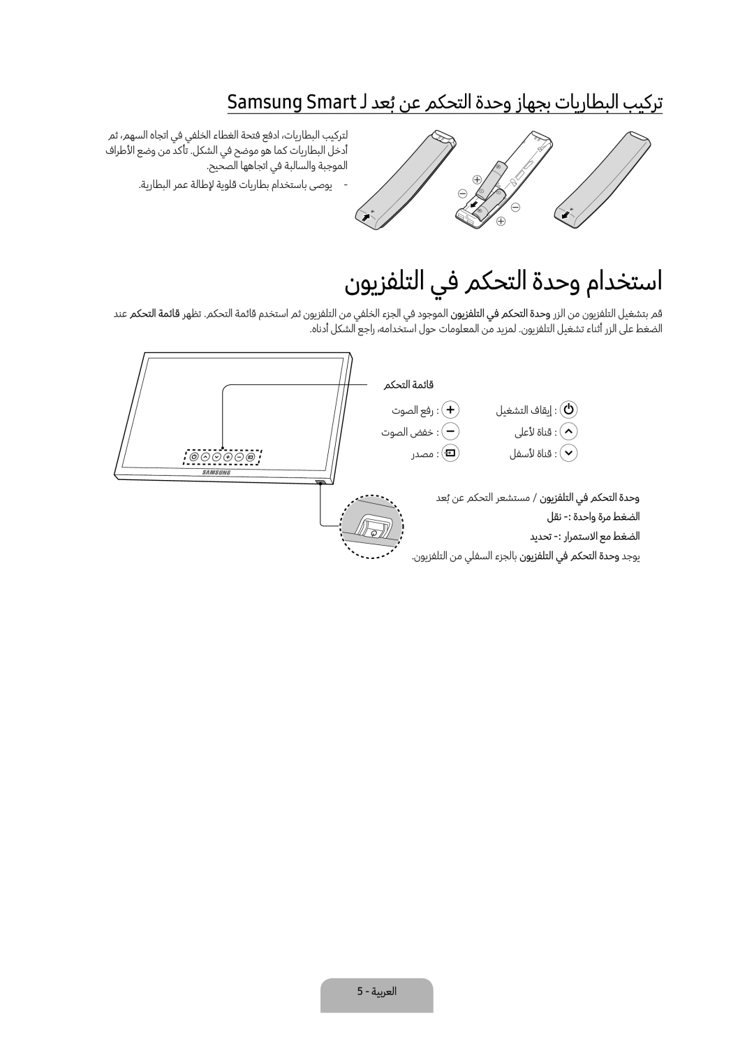 Samsung UA49K6000ARXUM manual نويزفلتلا يف مكحتلا ةدحو مادختسا, Samsung Smart ـل دعبُنع مكحتلا ةدحو زاهجب تايراطبلا بيكرت 