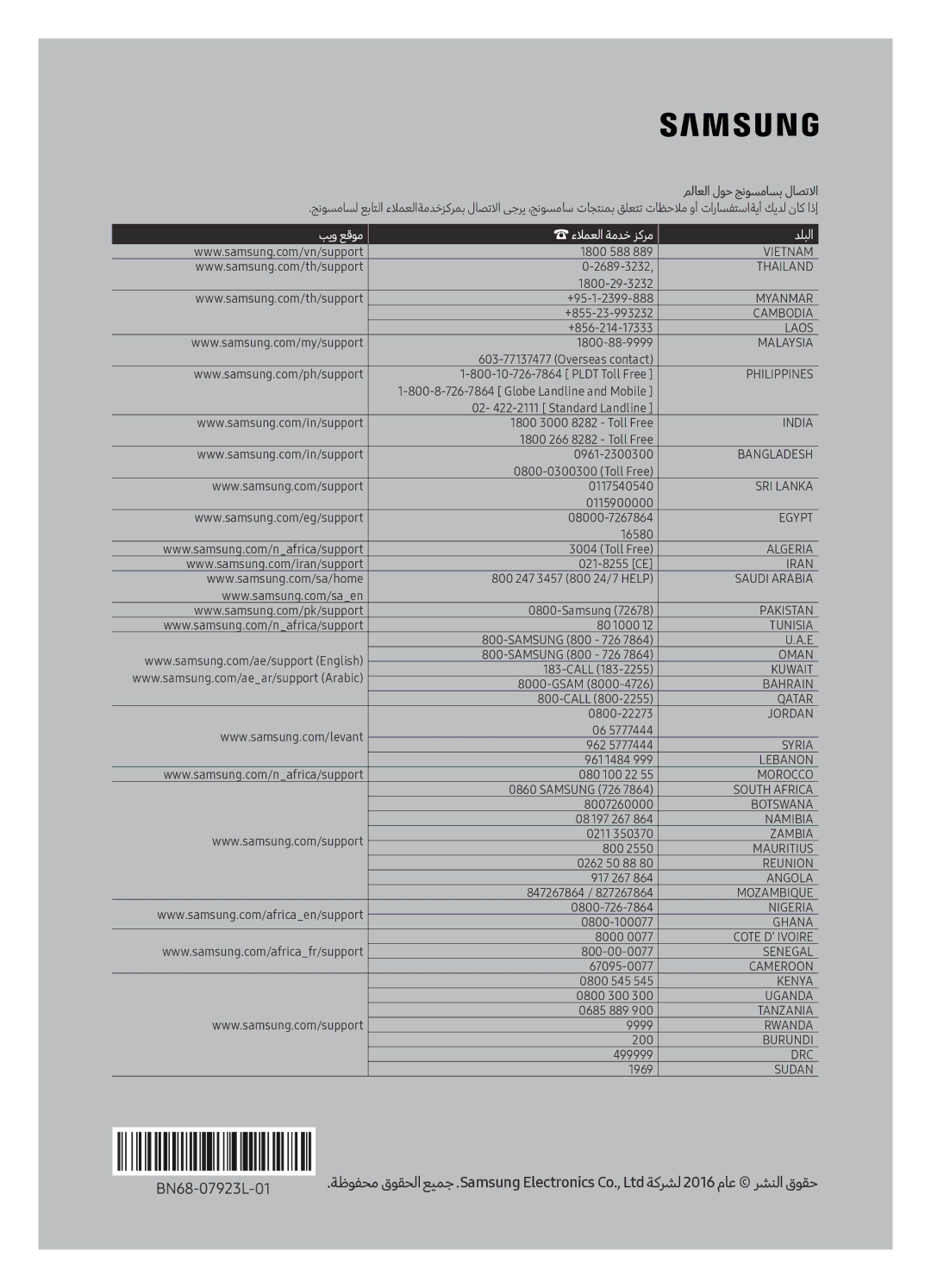 Samsung UA55KU7500RXUM manual ءلامعلا ةمدخ زكرم 