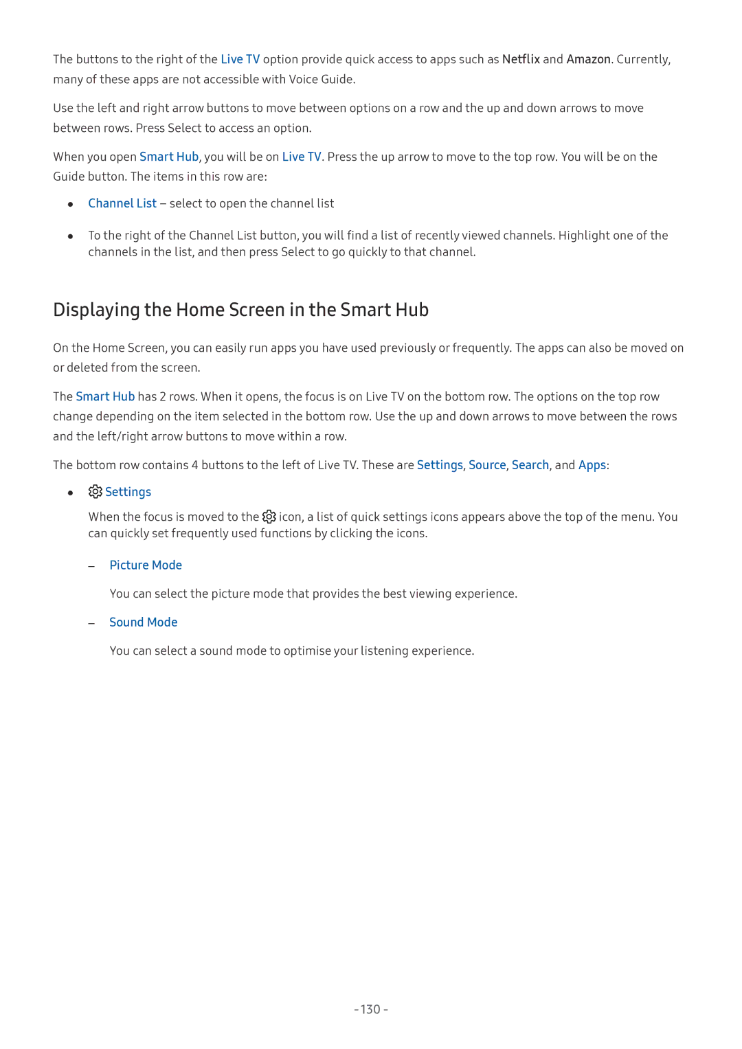 Samsung UA55M6000ARXUM manual Displaying the Home Screen in the Smart Hub, Settings 