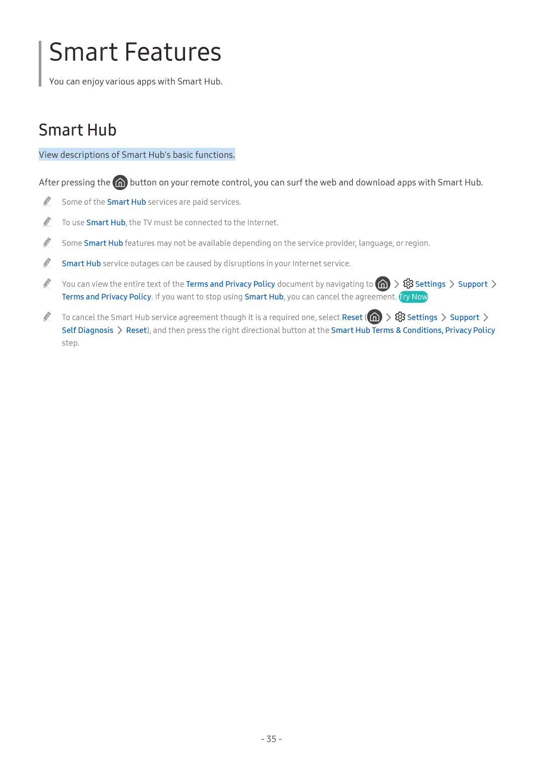 Samsung UA55M6000ARXUM manual Smart Features, Smart Hub 