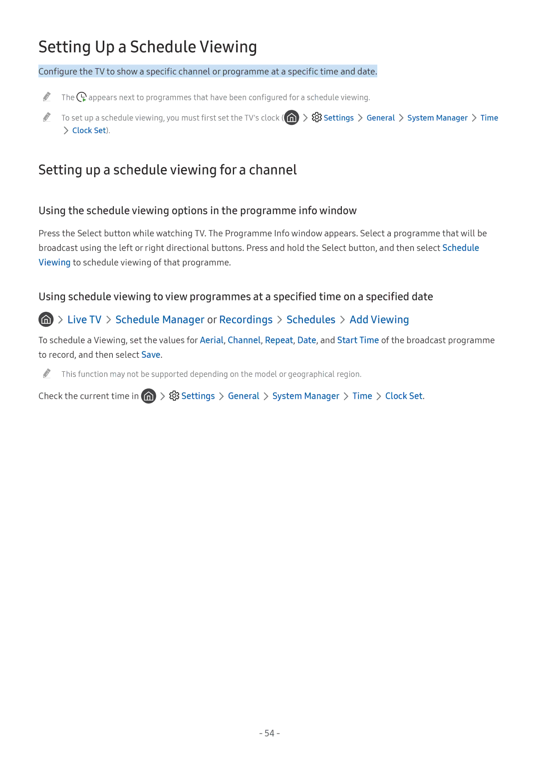 Samsung UA55M6000ARXUM manual Setting Up a Schedule Viewing, Setting up a schedule viewing for a channel 